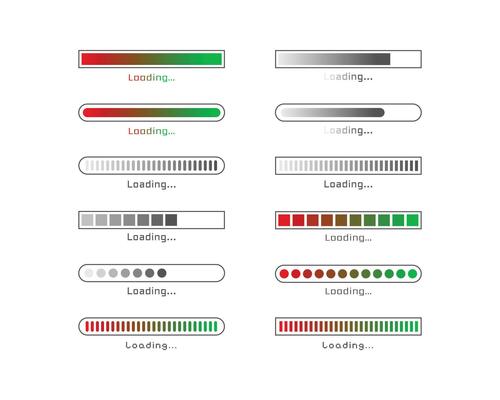 Collection Loading bar status icon. illustration. Set of loaded icons. Download progress. Donload or Upload.
