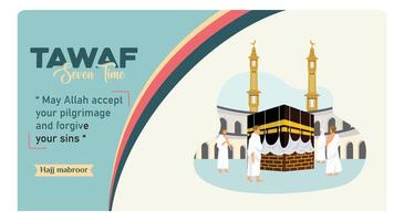 The tawaf ritual during the Hajj pilgrimage involves walking around the Kaaba. vector