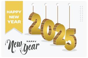 Elegant New Year greeting card design with gold numbers. vector