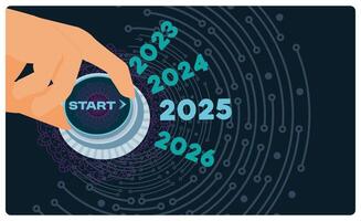 New Year celebration with future technology from 2023 to 2026. vector