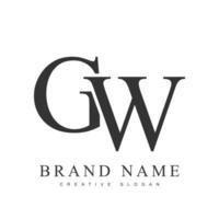 GW trendy logotype template. Initial letter g and w classic font style. Creative logo for company name or identity. vector