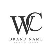 WC trendy logotype template. Initial letter w and c classic font style. Creative logo for company name or identity. vector