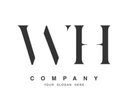 WH logo design. Initial letter w and h serif font style. Creative classic company name typography. Trendy logotype or identity. vector