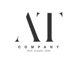 AT logo design. Initial letter a and t serif font style. Creative classic company name typography. Trendy logotype or identity. vector