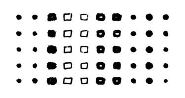 Chalk black square, circle and box set. Design elements for bullet journal. Crayon hand drawn pencil frames and pointers. Charcoal brush straight texture. Scribble squares. Kids drawing vector