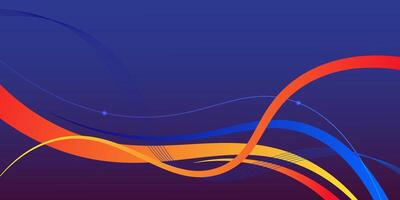 Abstract 3D fluid background with gradient colorful wave lines on blue background. eps10 vector