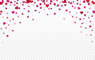 Red Hearts confetti falling. Heart confetti falling on background. Valentines Day background. vector