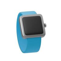 3D illustration of modern smartwatch with blue strap and minimalistic design. Perfect for fitness, health tracking, technology, wearable gadgets, or user interface concepts vector
