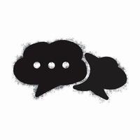 Spray bubble chat icon isolated on white background Oversprayed chat bubble graffiti icon in black on white vector