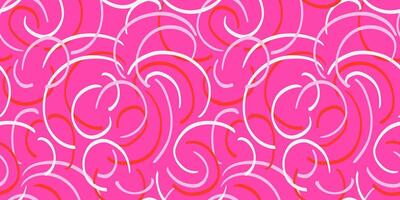 Vibrant seamless pattern of abstract organic curves and swirling lines on bold pink background. Plain designs for modern textiles, fabric, Print geometric with a dynamic feel. vector