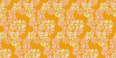 Seamless daisy floral pattern with flowers on a vibrant mustard yellow background. Designs plain botanical print for textiles, home decor, packaging, and stationery, adding warmth and charm. vector