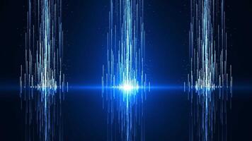 Abstract scene of futuristic cyber world and flow of data points or bright rays of light, big data visualization, futuristic or technology abstract background with moving upward lines. video