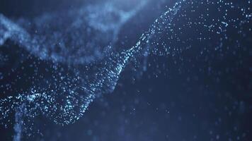 Digital particle wave and light abstract background, futuristic cyber background with wave magic animation of sparkling glowing particles, dots flicker and glow . 3D. Seamless loop 4k video
