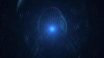 Abstract background with wavy particles of oval or spherical shape, digital blue waves. Seamless looping 4k video