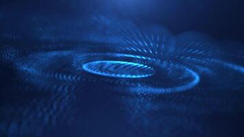 Abstract background with wavy shape particles, digital blue waves. big data visualization, futuristic and technological, 3D, 4K, seamless loop. video