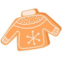 Christmas Gingerbread Cookie. Winter biscuits in sweater shape. vector