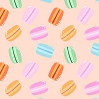 Seamless pattern with colorful macarons in a variety of flavors. Background for banners, cards, flyers, social media wallpapers, etc vector