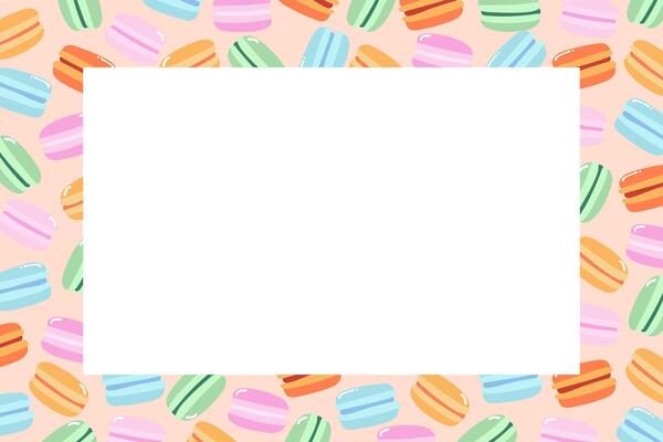 Decorative frame made of colorful macarons in a variety of flavors. Background for banners, cards, flyers, social media wallpapers, etc