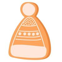 Christmas Gingerbread Cookie. Winter biscuits in hat shape. vector