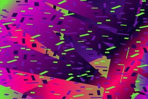 Falling confetti abstract background in retro neon colors illustration. Happy geometric trendy graphic design for greeting card banner poster event celebration flyer party invitation cover vector