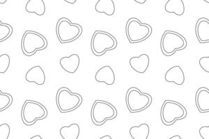 Black and white seamless pattern featuring outlined hearts for coloring. Perfect for childrens activities and creative projects. vector