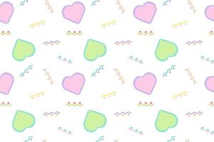 A seamless pastel pattern featuring lace-style hearts and decorative wavy lines on a white background. Perfect for designs. vector