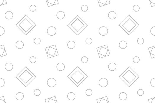 Seamless black and white pattern with simple geometric shapes, including circles and squares. vector