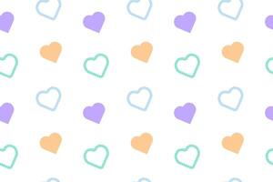 Seamless pastel pattern featuring hearts in solid and lace styles on a white background. Ideal for creative projects. vector