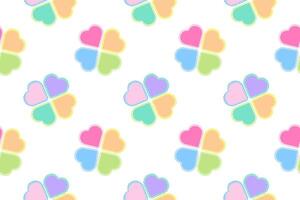 A seamless pattern featuring pastel-colored heart shapes arranged to form flower-like designs on a white background. vector