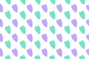 Repeating pattern of purple and green hearts on a white background, ideal for romantic or playful designs. vector