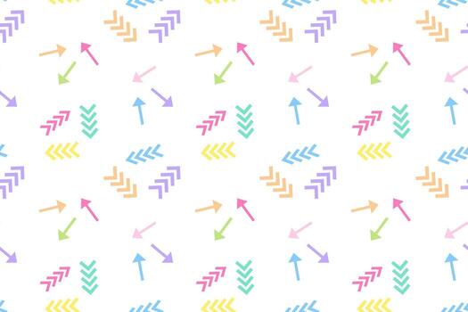 Seamless pattern featuring vibrant arrows in various colors and directions on a clean white background. vector