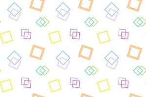 Bright seamless pattern featuring overlapping colorful squares in various sizes on a white background. vector