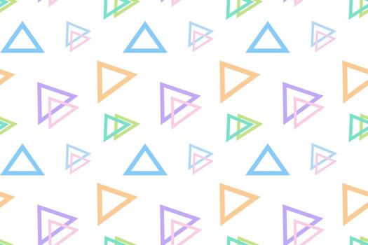Seamless pattern featuring colorful hollow triangles arranged in various sizes and orientations on a white background. vector