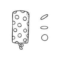 Polka dot party crackers and round confetti for Purim or birthday party. Black and white illustration in simple style for coloring books designs vector