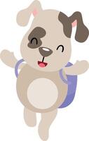Happy puppy student with backpack on his back vector