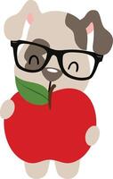 Back to school puppy holding an apple vector