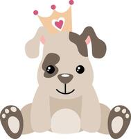 Cute king dog sitting with crown vector