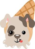 Funny puppy ice cream cone melting vector