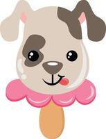 Funny little puppy ice cream on a stick vector