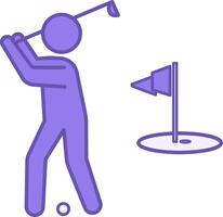 Colored Golfer Icon. Illustration. Athlete Trying to Putt the Ball in the Hole. Man with Club and Golf Ball. Sports Concept vector
