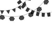 Banner template with black silhouette ribbon pennant, shape minimalist, decorative outline element, poster layout, illustration vector
