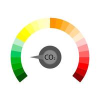 Indicator score emission, rate and score label, pollution quality air, index of gauge, measurement carbon and control assessment, illustration vector