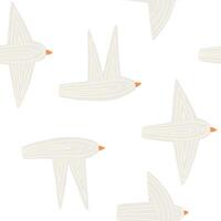 Seamless pattern with bird in flat style. Hand drawn illustration. vector