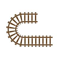 Railway track with curved track illustration vector