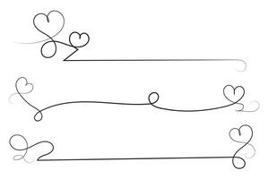 A set of three lines with hearts on them vector