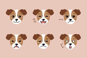 Set of cute character dog faces showing different emotions vector