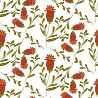 Thistle, seamless pattern in flat style, vintage colors. A flower bud with leaves. illustration of a thistle in a seamless texture. Flower, leaves and buds on white. printing on textiles vector