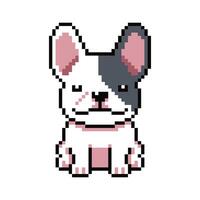 Pixel art french bulldog in retro style vector