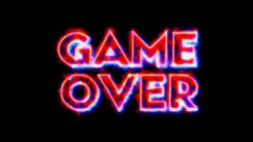 Glitched Game Over text on a digital screen with colorful distortion. Gaming and digital art concept. Design for digital media. video