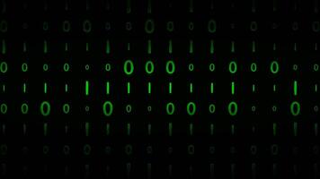 Green binary code on black background video